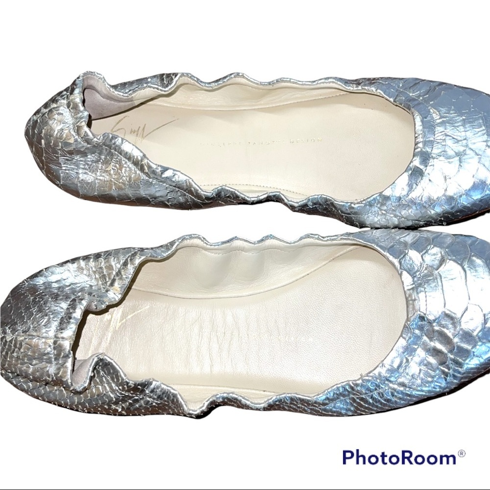 Giuseppe Zanotti Silver Python Ballet Flat 40 - image 6